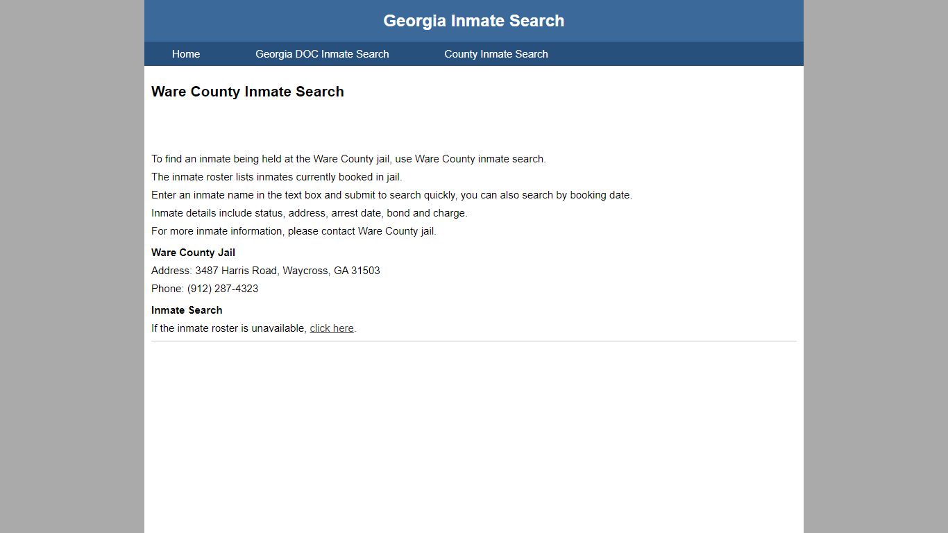 Ware County Inmate Search