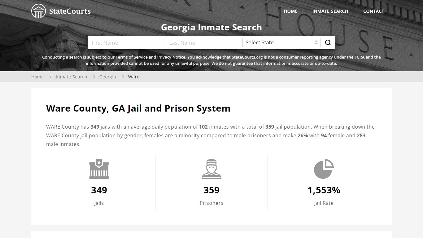 Ware County, GA Inmate Search - StateCourts