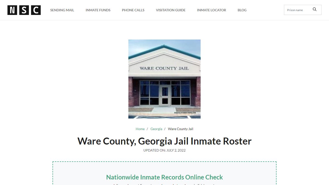 Ware County, Georgia Jail Inmate List - Nationwide Inmate Lookup Resource
