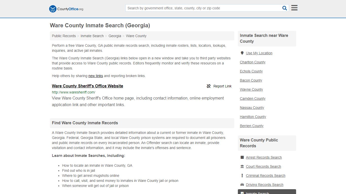 Inmate Search - Ware County, GA (Inmate Rosters & Locators)